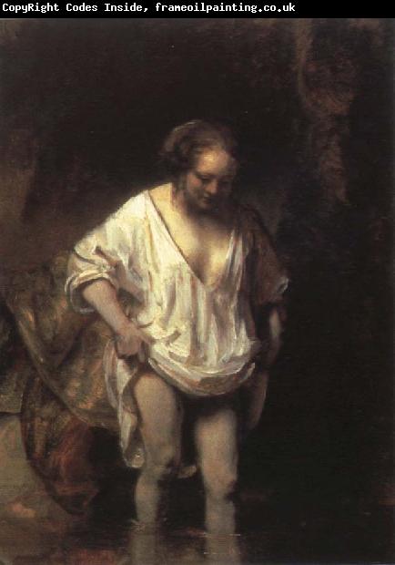 Rembrandt van rijn woman bathing in a steam